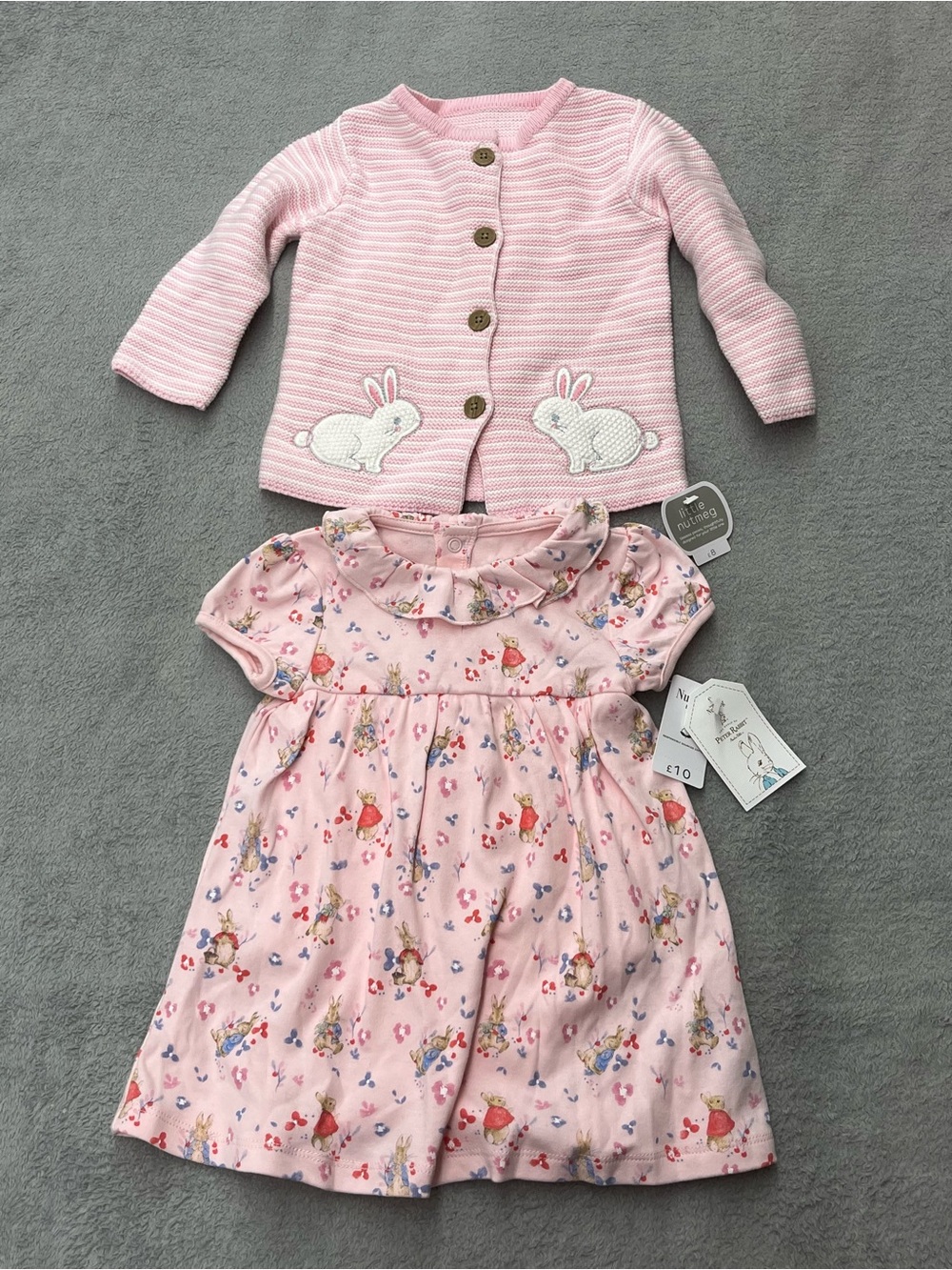 Peter Rabbit and Pink Bunny Baby Sweater Girls Size 9-12 Months New with Tag